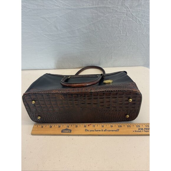 Brahmin Crandall Tuscan Leather Satchel Black Brown Croc - Picture 9 of 15